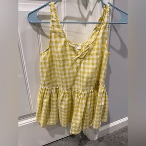 Loft Sleeveless Yellow Gingham Shirt